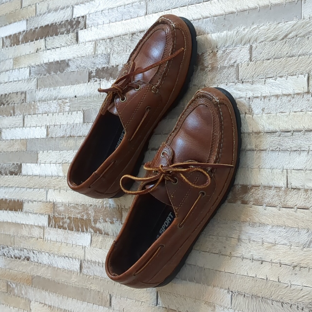 Vintage Polo Sport Ralph Lauren Brown Boat Leather Loafers